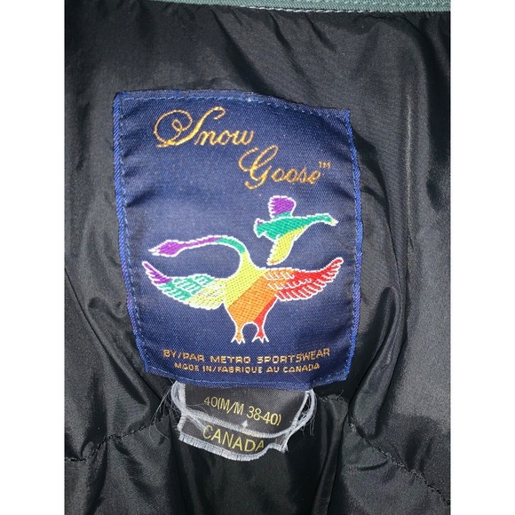 vintage men snow goose down filled parka coat size m in khaki green - Picture 7 of 16